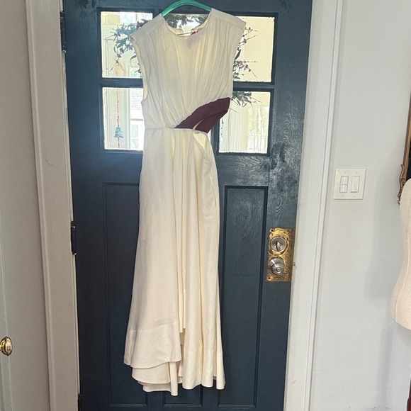Aje Dress Ivory and Mahogany Asymmetrical Reflection Cut out hi lo Size 10 - Picture 6 of 12
